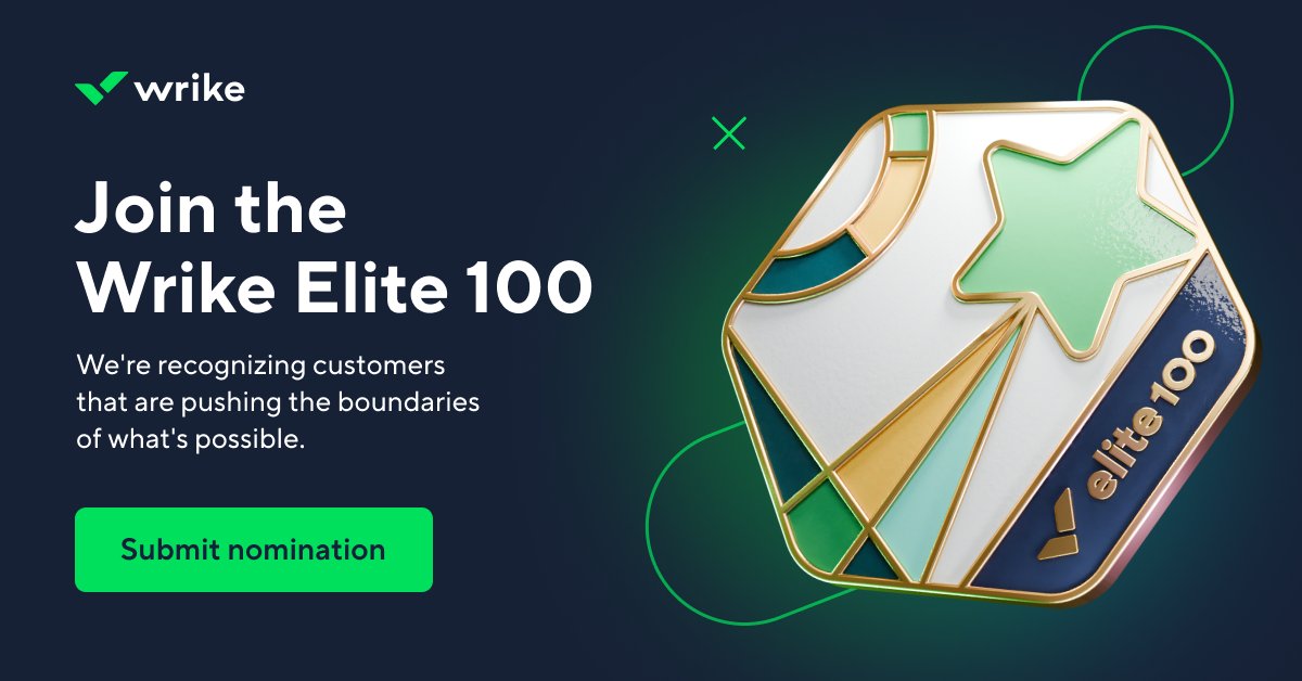 Nominations are OPEN! 🎉

Are you a Wrike and/or Klaxoon powerhouse? Is your team redefining how work gets done? Are you proud of what you've built and achieved with Wrike and/or Klaxoon? Submit for the Wrike Elite 100!

Submit now: wrike.com/elite-100/?utm…