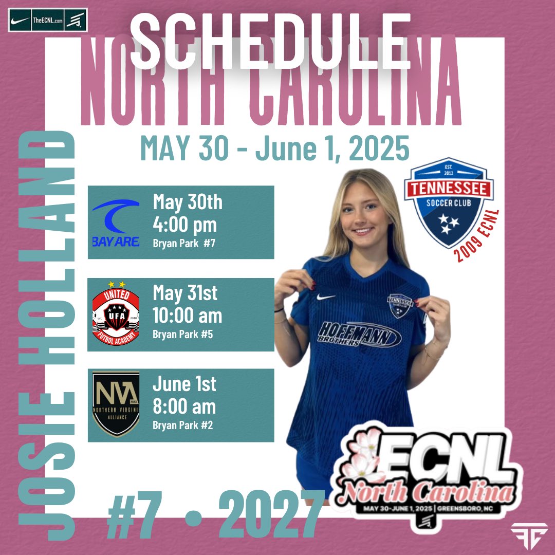 #ECNLNC schedule‼️Can’t wait to compete!

<a href="/TSC09GECNL/">Tennessee SC 09G ECNL</a> <a href="/ECNLOhioValley/">ECNL Ohio Valley Conference</a> <a href="/ECNLgirls/">ECNL Girls</a> <a href="/TopDrawerSoccer/">TopDrawerSoccer</a> <a href="/ImCollegeSoccer/">College Soccer Truth ™</a> <a href="/TheSoccerWire/">SoccerWire</a>