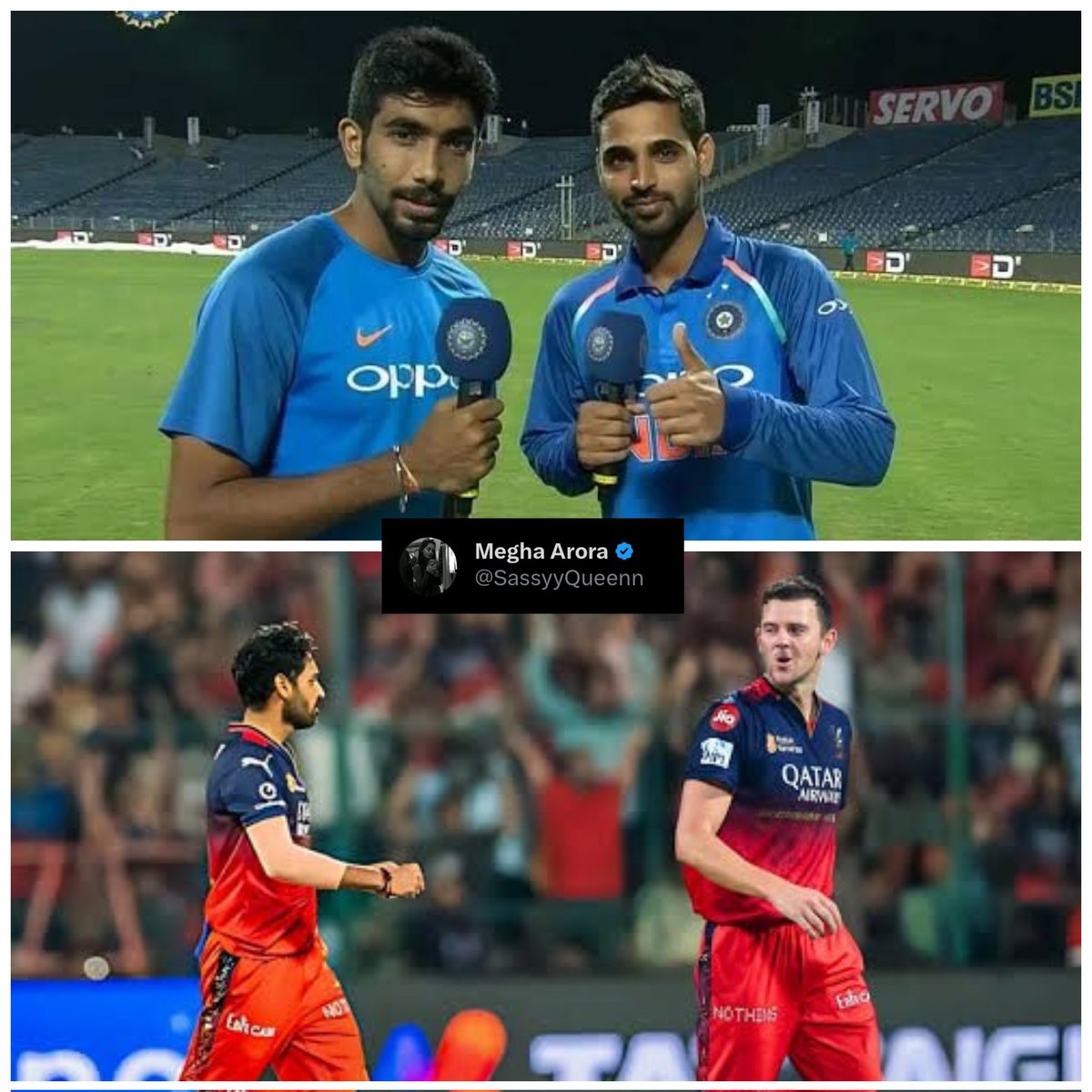Bhuvi and Josh Hazlewood  duo is giving me Bhuvi-Bumrah vibes 😍
I really hope these two can win RCB their first trophy 🤞
#RCBvsPBKS #IPLPlayoffs