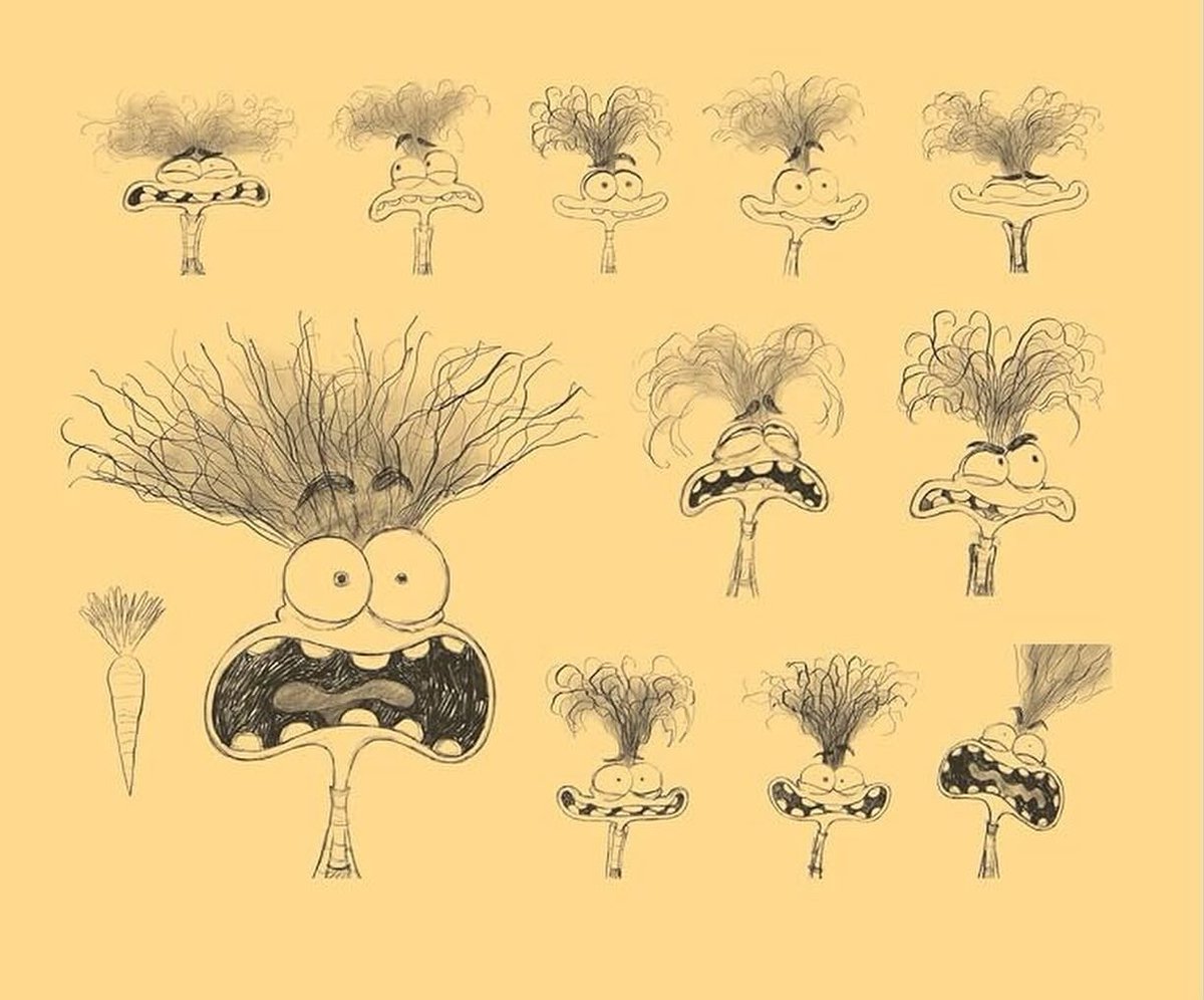 Have some concept art sketches of Anxiety from Inside Out 2 by Rob Thompson. I adore the character design of this character and just how much of a stress ball she looks like. It's one of the best animation character designs of the decade so far.