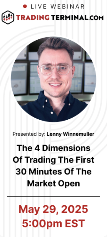Tonight a free and open webinar by me!

Topic: The 4 dimensions of trading the first 30min after the open!

5PM EST

TradingTerminal.com

Direct link to the webinar room: tinyurl.com/25sd8k9c   

See you there!

@bearbulltraders #DayTrading