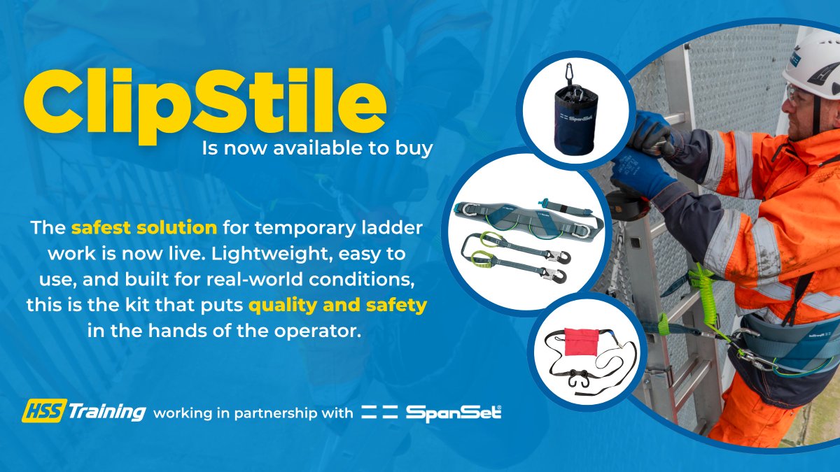 Clipstile is now available on our website! Designed for safety and practicality, it's the ideal solution for temporary ladder work. Keep your team safe. Work smarter. Choose Clipstile: hsstraining.com/course/clipsti…