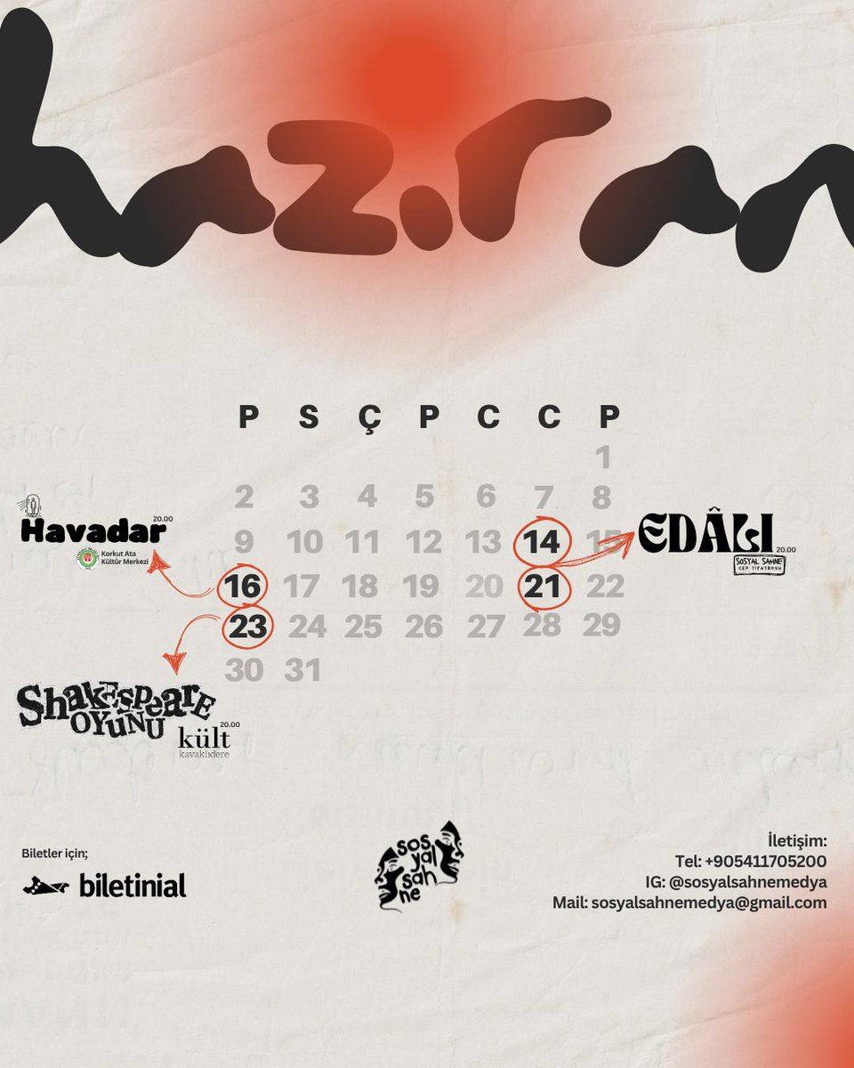 SOSYAL SAHNE HAZİRAN AYI TAKVİMİ 🎭