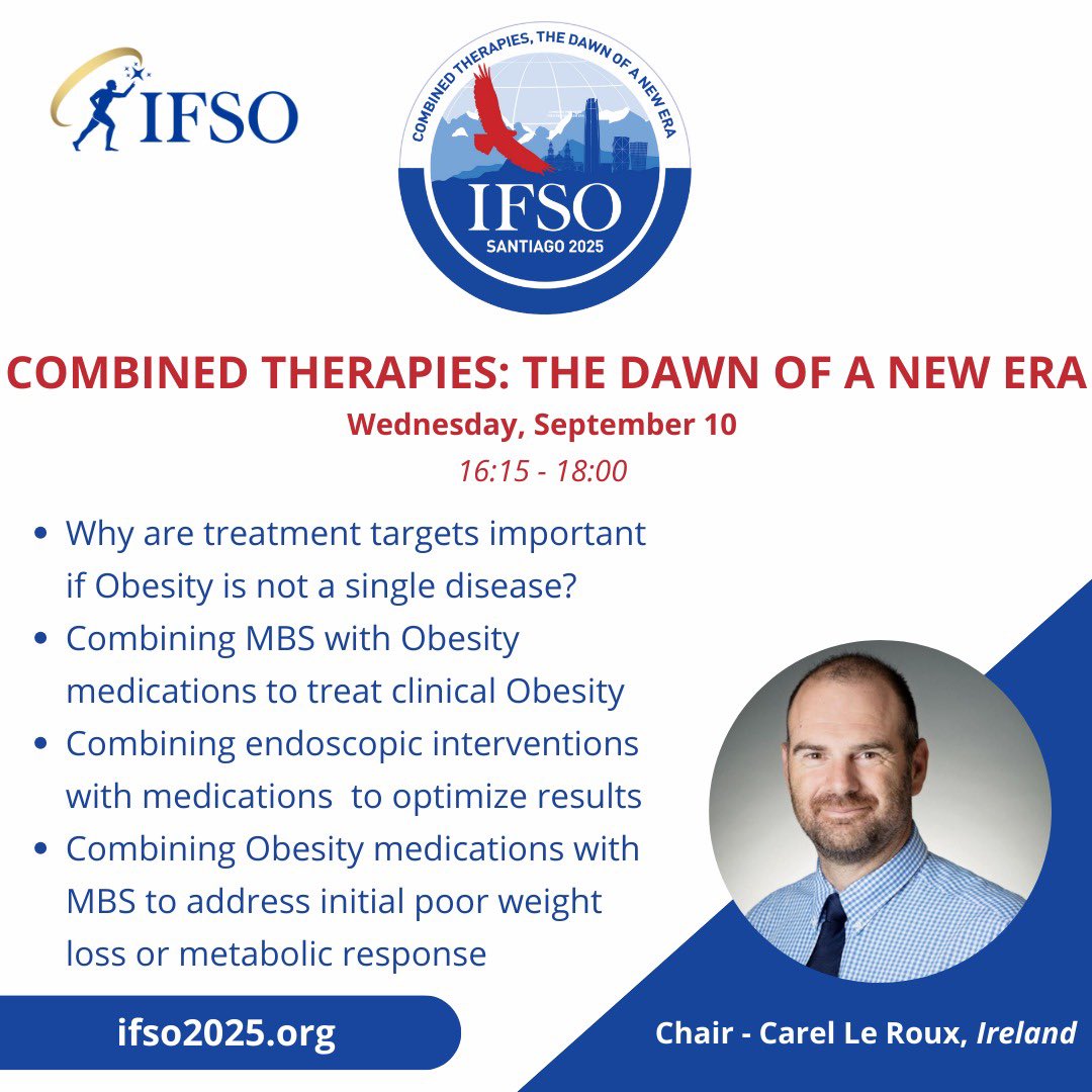 Its Not Your Fault (@notyourfaultie) on Twitter photo Very excited for #IFSO2025 where Prof. <a href="/carel_leroux/">Carel Le Roux</a> will be diving into “Combined Therapies: The Dawn of a New Era” — tackling key questions in obesity treatment and how combining MBS and anti obesity medications could transform outcomes. 🩺🌍 Very excited for #IFSO2025 where Prof. <a href="/carel_leroux/">Carel Le Roux</a> will be diving into “Combined Therapies: The Dawn of a New Era” — tackling key questions in obesity treatment and how combining MBS and anti obesity medications could transform outcomes. 🩺🌍