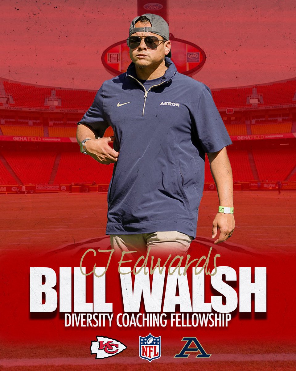 CoachEdwards28's tweet image. I am grateful and honored to be selected by the @Chiefs for the Bill Walsh Diversity Coaching Fellowship.
Very appreciative of @BallCoachJoeMo and @ZipsFB for supporting my participation.
Excited to learn, grow and support some of the best Offensive minds in the NFL! Let’s work!