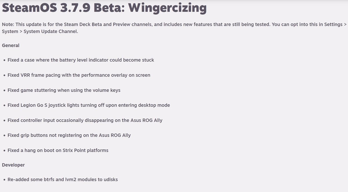 ROGAllyLife's tweet image. SteamOS 3.7.9 Beta fixes controller input occasionally disappearing on the Asus ROG Ally and fixes grip buttons not registering on the Asus ROG Ally. #ROGAlly #ROGAllyX #SteamOS