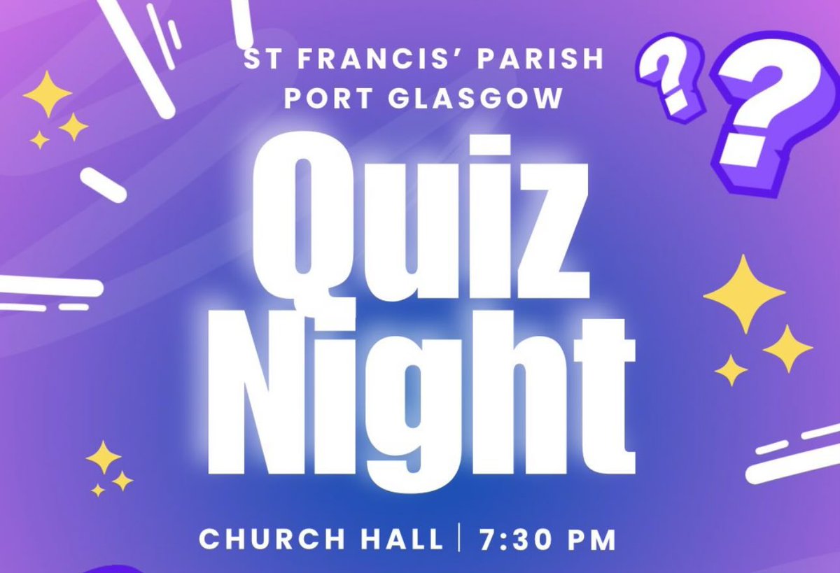 PARISH QUIZ NIGHT

Join us tomorrow night, Friday 30th May, for our next Quiz. 7:30pm in the Hall, BYOB, £2 adults and £1 kids. Any raffle prizes would be much appreciated! £60 for the winning team! All welcome!
