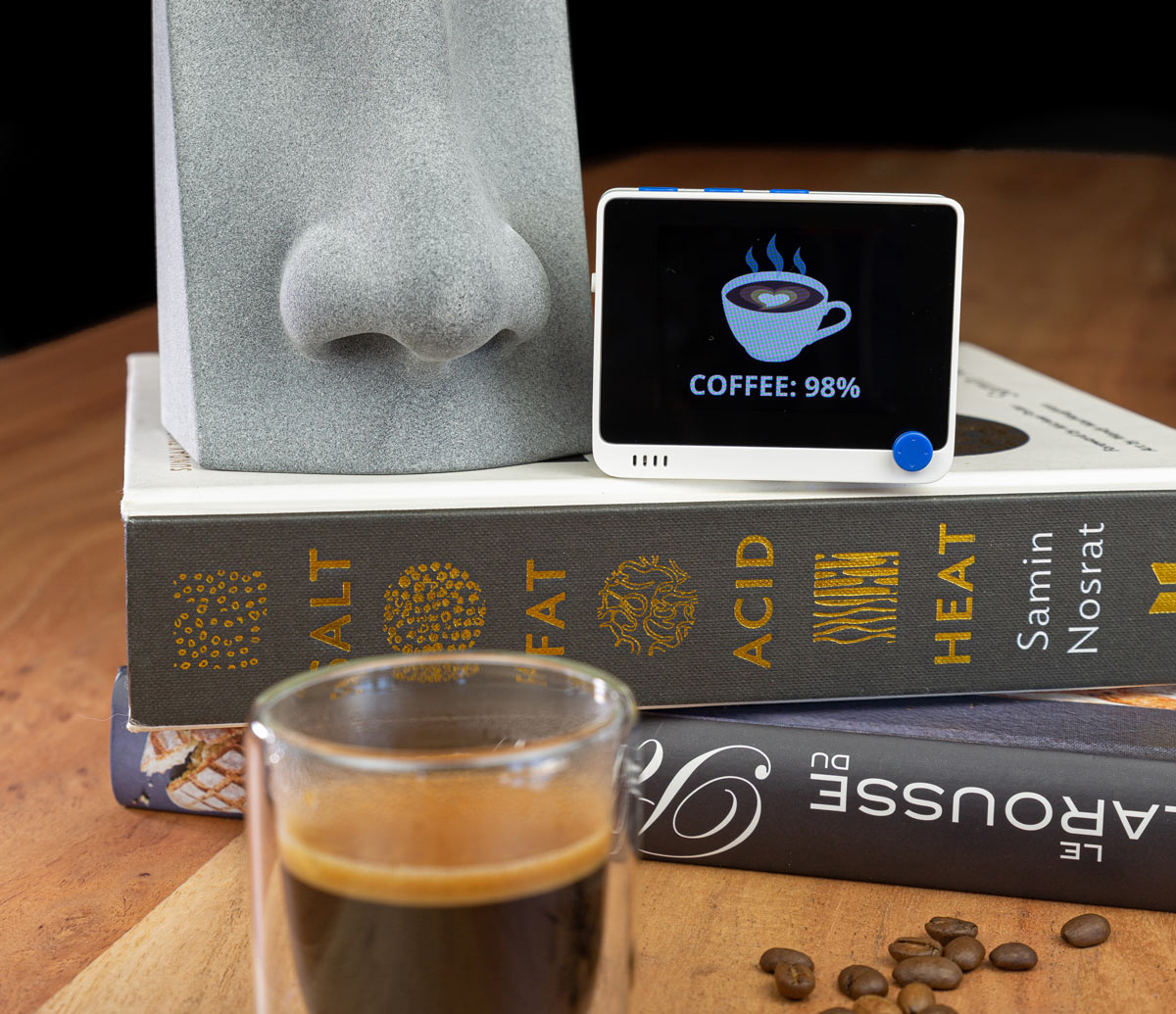 Has that bottle of milk gone sour? Does the dog need a bath? Is dinner burning? Could I use a bath? The answer is in the sniffer. But for anything you can’t or don’t want to sniff, this Wio Terminal-powered cybernose has got you covered. <a href="/seeedstudio/">Seeed Studio</a> <a href="/kartben/">Benjamin Cabé</a>