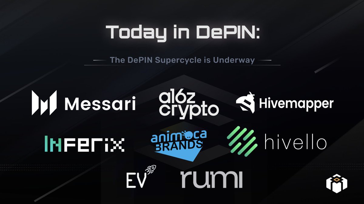 DePHY (@dephynetwork) on Twitter photo Today in DePIN:
- <a href="/Hivemapper/">Hivemapper</a> has officially mapped 1/3rd of the world's roads
- <a href="/MessariCrypto/">Messari</a> predicts DePIN's marketcap to reach $3.5 trillion in 3 years, a 100x increase from today
- <a href="/HivelloOfficial/">Hivello Official</a>, a DePIN aggregator, reports 25x growth in consumer nodes & a 2,785% revenue Today in DePIN:
- <a href="/Hivemapper/">Hivemapper</a> has officially mapped 1/3rd of the world's roads
- <a href="/MessariCrypto/">Messari</a> predicts DePIN's marketcap to reach $3.5 trillion in 3 years, a 100x increase from today
- <a href="/HivelloOfficial/">Hivello Official</a>, a DePIN aggregator, reports 25x growth in consumer nodes & a 2,785% revenue