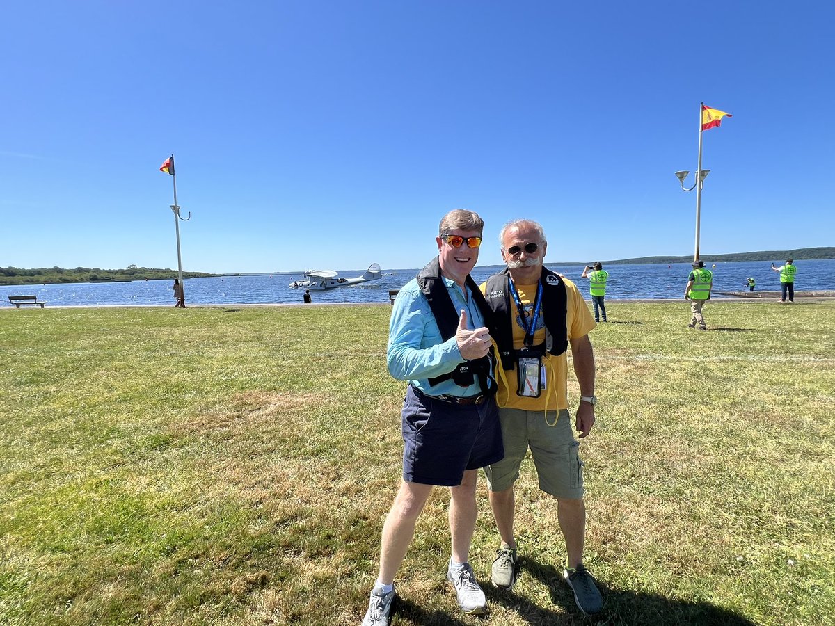 SeaplanesOrg's tweet image. Steve McCaughey with Francois … and Derry Gregoire of Hydroavion in Biscarrosse, France… #pby #PA18 #supercub #seaplanes #SPA #RIHB25 #floatplane #museum
