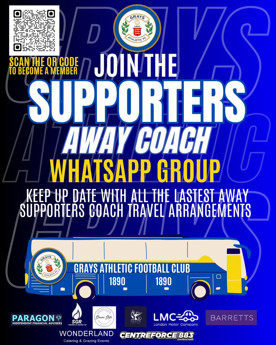 Grays Athletic Football Club (@graysathleticfc) on Twitter photo Coach travel for 2025-26
Arrangements are being made for our away travel for next season.
It has been agreed with Darren Manning that we will have eight coach journeys for our league games next season, those matches are against the following clubs - <a href="/cambridgecityfc/">Cambridge City FC</a> Coach travel for 2025-26
Arrangements are being made for our away travel for next season.
It has been agreed with Darren Manning that we will have eight coach journeys for our league games next season, those matches are against the following clubs - <a href="/cambridgecityfc/">Cambridge City FC</a>