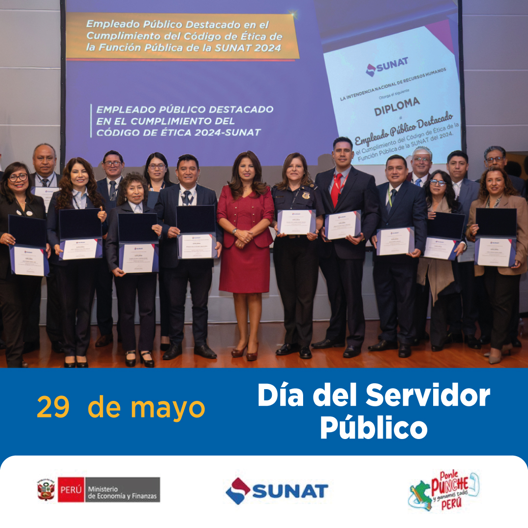 Hoy y siempre, reconocemos a quienes llevan la ética como bandera en la Sunat y en toda la administración pública.
La mística y el compromiso construyen una institución sólida de cara a los retos del futuro, con transparencia y al servicio de todos los peruanos.