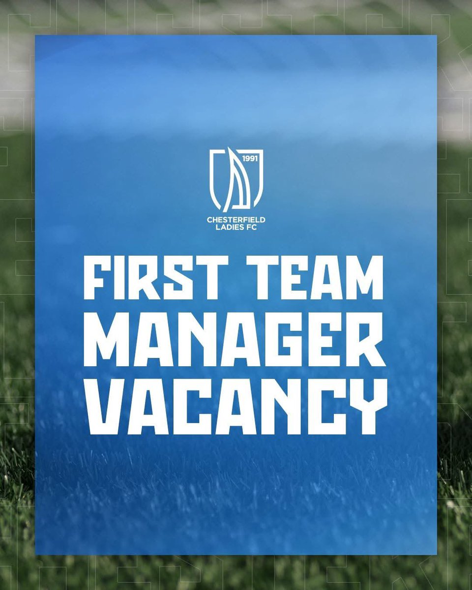 Chesterfield Ladies FC (@chesterfieldlfc) on Twitter photo 🚨 We’re recruiting a First Team Manager!
We currently play Tier 5 with back-to-back 2nd place finishes, now pushing for Tier 4.
💼 UEFA A or experienced B Licence encouraged
💰 Paid role
📧 Send CV + expression of interest: jonbaines@chesterfieldladiesfc.co.uk
#FootballJobs 🚨 We’re recruiting a First Team Manager!
We currently play Tier 5 with back-to-back 2nd place finishes, now pushing for Tier 4.
💼 UEFA A or experienced B Licence encouraged
💰 Paid role
📧 Send CV + expression of interest: jonbaines@chesterfieldladiesfc.co.uk
#FootballJobs
