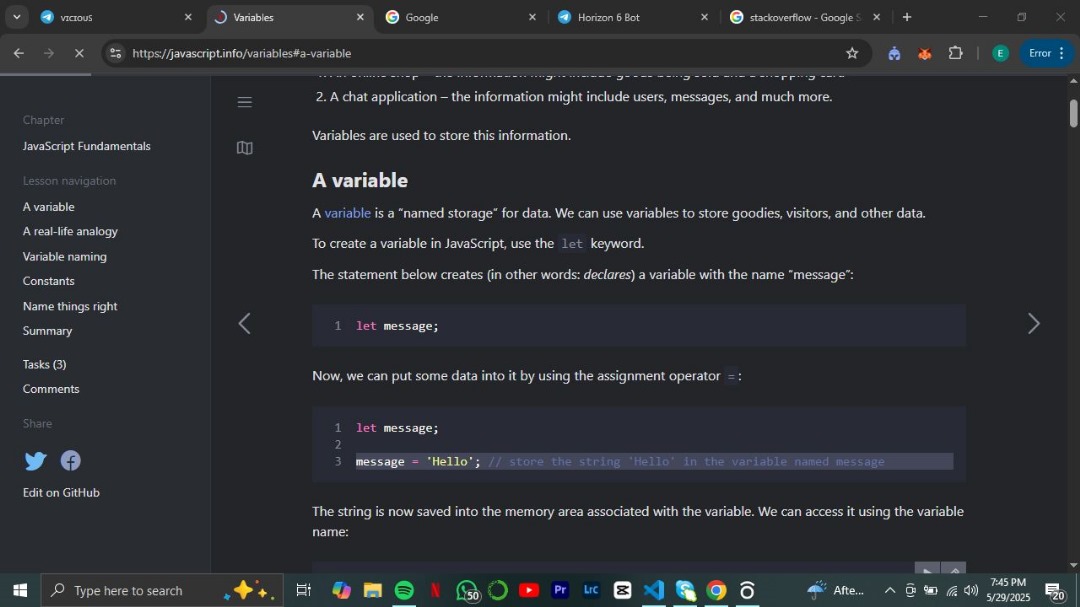 iamdreNvm's tweet image. #100DaysOfCode Day 32
I Learnt about Variables, and I saw how they are used to store (data) values; I also learned about constants.
@scarfacedoteth