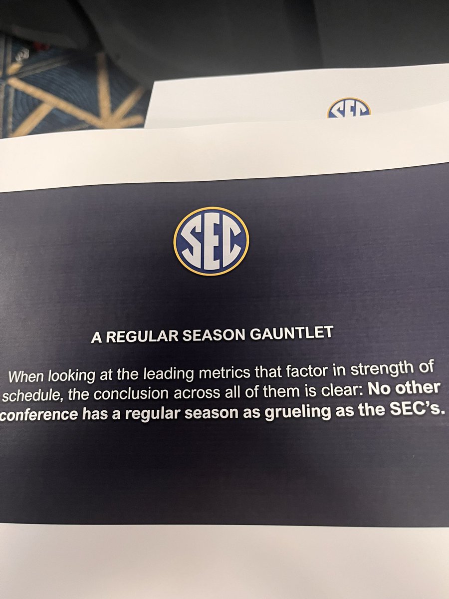 Heather Dinich (@cfbheather) on Twitter photo The <a href="/SEC/">Southeastern Conference</a> just gave reporters in Greg Sankey’s final press conference this week a packet of analytics to illustrate this: The <a href="/SEC/">Southeastern Conference</a> just gave reporters in Greg Sankey’s final press conference this week a packet of analytics to illustrate this: