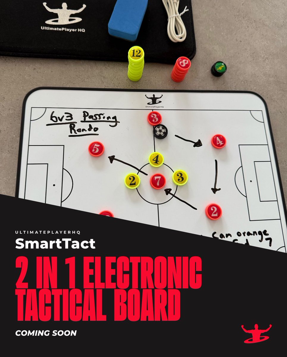 playersessionHQ's tweet image. Introducing SmartTact

⚡ SmartTact 2-in-1 Electric Tactic Board

Arriving this August 🗓️ – get ready to revolutionize the way you plan and deliver sessions 

📋 Say goodbye to messy whiteboards. Say hello to precision.

#SmartTact #CoachingTools #TacticBoard #SessionPlanning…