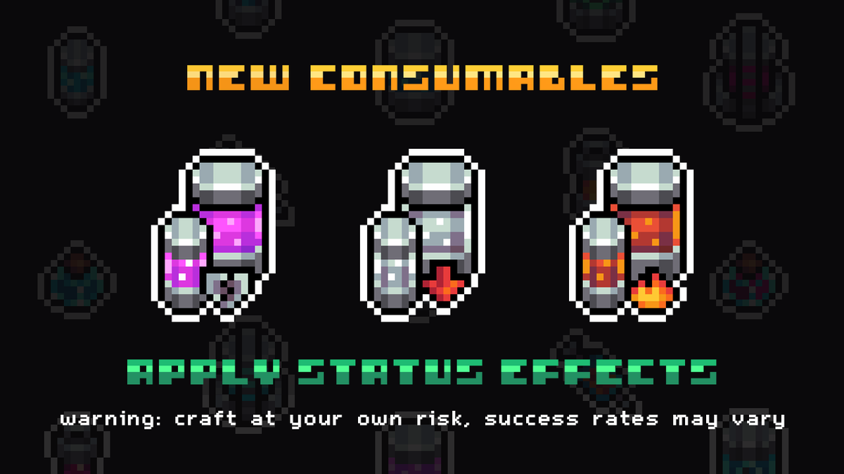 playgigaverse's tweet photo. on another note, we just launched new consumables to craft at the alchemy bench. these ones apply status effects to your enemies in the dungeon. https://t.co/cnO2NkZXZU