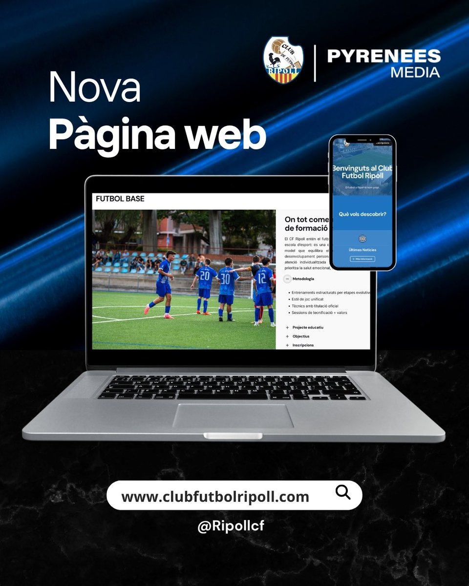 💻 NOVA PÀGINA WEB 📱

🔗 clubfutbolripoll.com 

🖱️ Hi trobareu les notícies que anem publicant sobre el club, àrea esportiva, el formulari per fer-se soci i també el d’inscripció per al futbol base.

👏🏻👏🏻 Moltes gràcies a Pyrenees Media! 💙

#CFRipoll