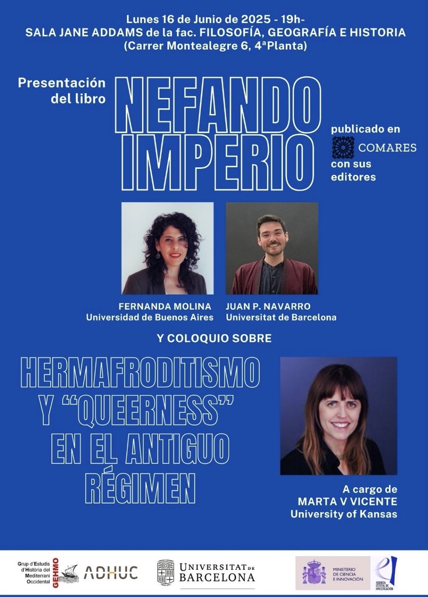 Dr. Mariela Fargas Peñarrocha (@mariela_fargas) on Twitter photo 📢 el 16 de juny estaré moderant aquest acte 👇organitzat per <a href="/ModernoNoSoy/">Juan P. Navarro Martínez</a> <a href="/ModernaUB/">Història Moderna UB</a>
🖍📒📚 📢 el 16 de juny estaré moderant aquest acte 👇organitzat per <a href="/ModernoNoSoy/">Juan P. Navarro Martínez</a> <a href="/ModernaUB/">Història Moderna UB</a>
🖍📒📚