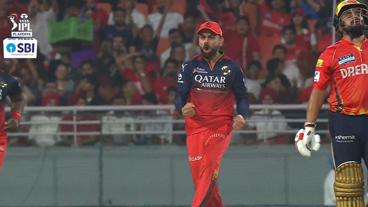 Sariska02's tweet photo. RCB INTO THE FINALS OF IPL 2025 🥶🎉
Nobody Deserves IPL Trophy More Than Virat Kohli, Let This Be The Year God 🏆
#RCBvsPBKS 
Congratulations RCB 💥🎉 
#QUALIFIED1  #after9 https://t.co/sSERt7sWnw