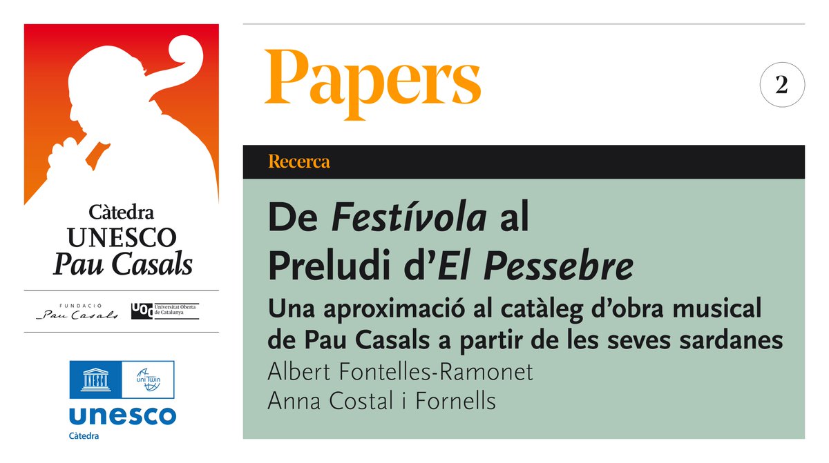 Presentem la nova col·lecció digital "Papers de la Càtedra" ✍️ creada amb la finalitat de difondre els resultats dels projectes de recerca que desenvolupem.

ℹ️Més informació aquí: catedra.paucasals.eu/papers-de-la-c…