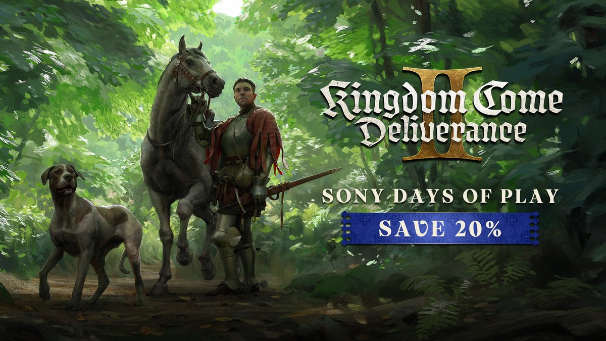 Kingdom Come: Deliverance II (@kingdomcomerpg) on Twitter photo Sony Days of Play just got medieval - #KCD2 is 20% off on PlayStation! Sony Days of Play just got medieval - #KCD2 is 20% off on PlayStation!
