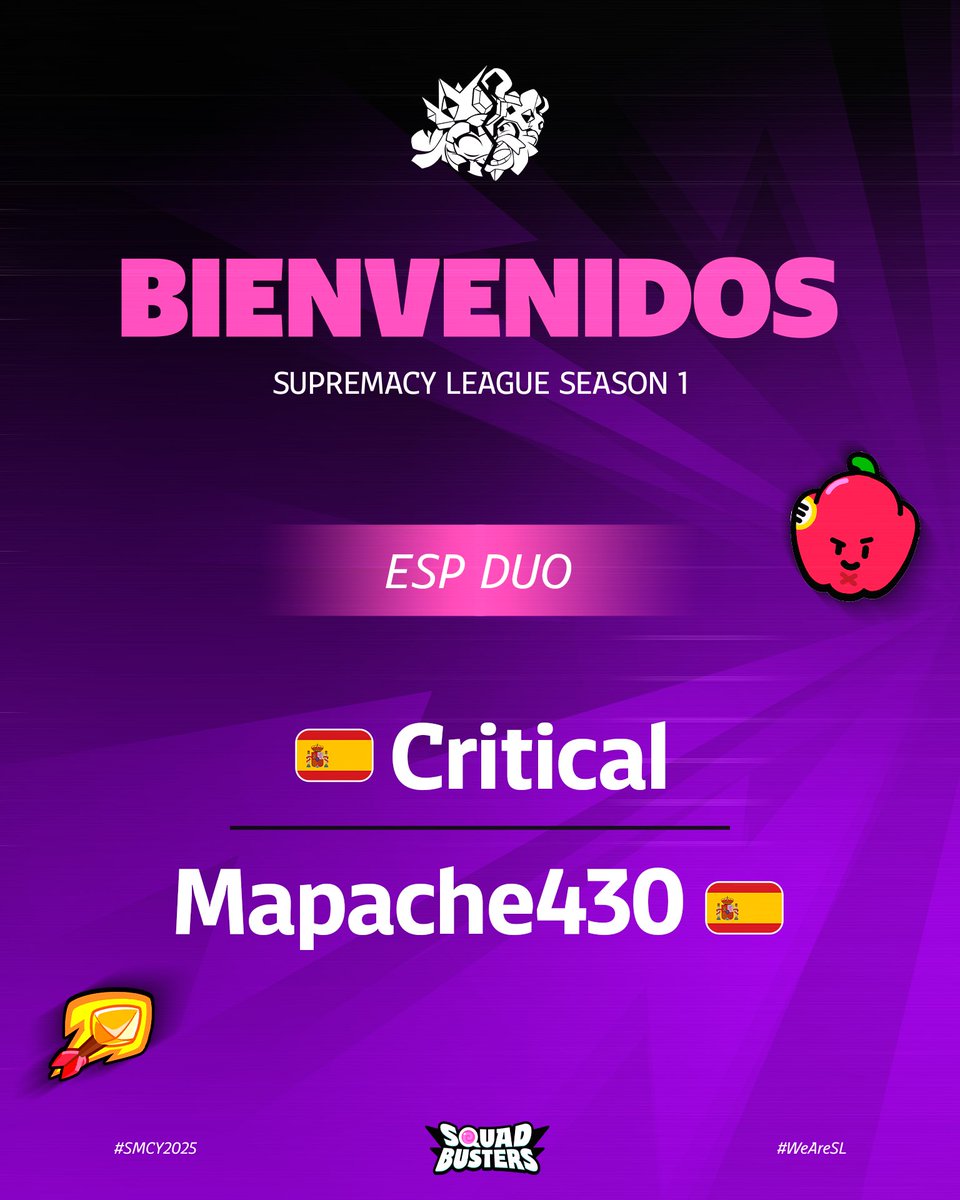 Supremacy League (@cr_supremacy) on Twitter photo 🟣 𝐎𝐅𝐅𝐈𝐂𝐈𝐀𝐋 𝐏𝐑𝐄𝐒𝐄𝐍𝐓𝐀𝐓𝐈𝐎𝐍 𝟒/𝟐𝟎 ⚔️
🎯 ESP DUO 🗣️
VUELVE UNA DUPLA LEGENDARIA! 💣Ambos veteranos y vienen a demostrar de lo que son capaces! 👊🏻
Roster:
CC: <a href="/SBCritical/">GOCritical☔️</a> 🇪🇸
Jugador competitivo: <a href="/mapache430/">Mapache430</a> 🇪🇸
Bienvenidos a Supremacy! ¡NOS VEMOS EN LA ARENA! 🟣 𝐎𝐅𝐅𝐈𝐂𝐈𝐀𝐋 𝐏𝐑𝐄𝐒𝐄𝐍𝐓𝐀𝐓𝐈𝐎𝐍 𝟒/𝟐𝟎 ⚔️
🎯 ESP DUO 🗣️
VUELVE UNA DUPLA LEGENDARIA! 💣Ambos veteranos y vienen a demostrar de lo que son capaces! 👊🏻
Roster:
CC: <a href="/SBCritical/">GOCritical☔️</a> 🇪🇸
Jugador competitivo: <a href="/mapache430/">Mapache430</a> 🇪🇸
Bienvenidos a Supremacy! ¡NOS VEMOS EN LA ARENA!