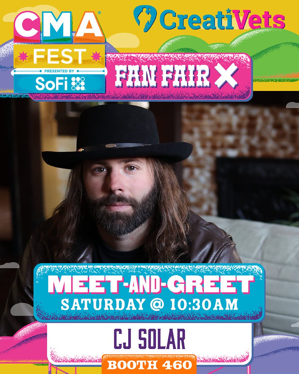 Stoked to have a meet and greet time at @cmamusicfestival with my friends @creativets!! Come say hey!