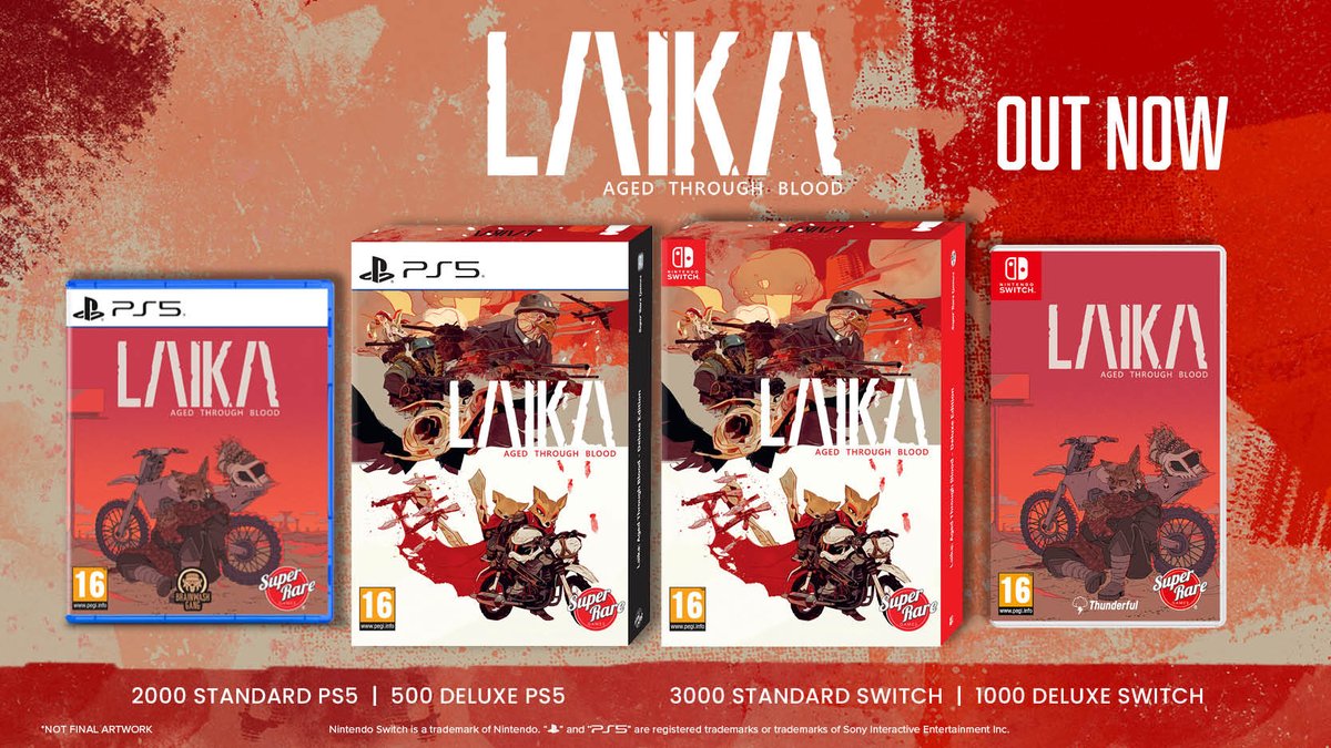 LAIKA: AGED THROUGH BLOOD -  OUT NOW 🦊

Take on the role of Laika, a coyote mother &amp; relentless warrior on a quest to avenge her fallen people...

Grab your Deluxe &amp; Standard Editions NOW! 🏍️