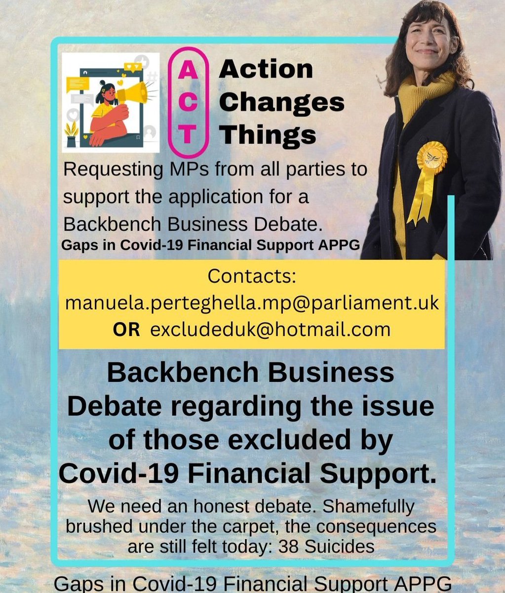 <a href="/RachelGilmourLD/">Rachel Gilmour, MP for Tiverton & Minehead</a> Our members in #Tiverton and #Minehead and right across the #Somerset region, would really like to see you confirm that you will walk into <a href="/switherdenMP/">Steve Witherden MP</a>'s #ExcludedUK APPG meeting on July 15th and also sign upto <a href="/MP4Stratford/">Manuela Perteghella MP 🔶</a>'s debate

<a href="/ExcludedUK/">ExcludedUK</a> <a href="/LibDems/">Liberal Democrats</a>
x.com/LibDems/status…