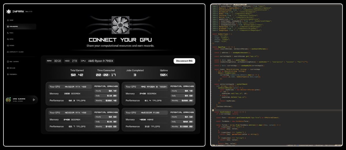 A unique GPU sharing protocol that will reward active participants upwards of $500-2500 per month.

Power our platform, earn rewards. It's that simple.