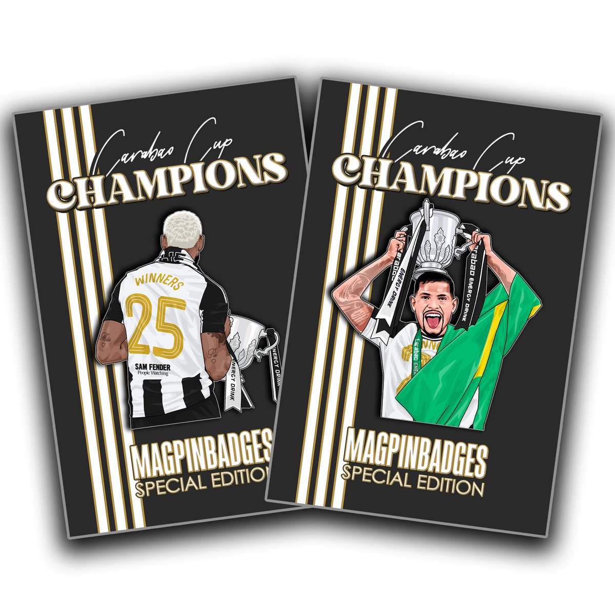 Magpin (@magpin1) on Twitter photo π πΎππΌππππππ π
Bruno & Joelinton cup winners pin badges will be available to buy tomorrow @ 6pm!
For your chance to win both badges;
- Retweet this tweet π
- Follow <a href="/Magpin1/">Magpin</a> β
Winner announced shortly before 6pm tomorrow. Good luck! #NUFC
magpinbadges.bigcartel.com π πΎππΌππππππ π
Bruno & Joelinton cup winners pin badges will be available to buy tomorrow @ 6pm!
For your chance to win both badges;
- Retweet this tweet π
- Follow <a href="/Magpin1/">Magpin</a> β
Winner announced shortly before 6pm tomorrow. Good luck! #NUFC
magpinbadges.bigcartel.com