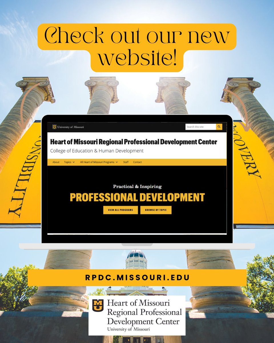 Check out our new website! Just in time to help you plan for next year's PD! You can browse by program, or topic, and learn more about all the Heart of Missouri has to offer. Visit rpdc.missouri.edu today! @mizzoueducation