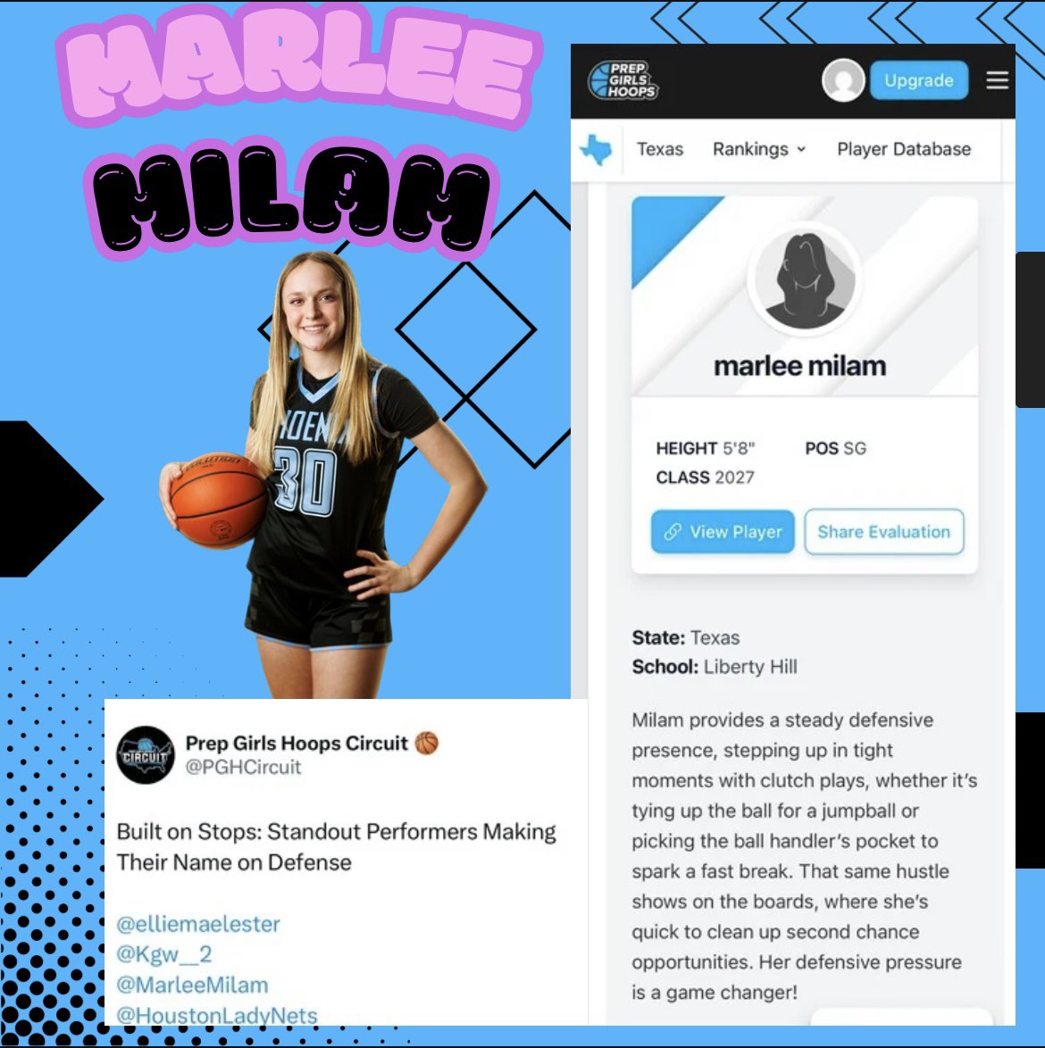 Phoenix Select (@phoenixselect) on Twitter photo 5’8” 2027 <a href="/MarleeMilam/">Marlee Milam</a> write up from <a href="/PGHCircuit/">Prep Girls Hoops Circuit 🏀</a> Dynasty Classic🔥
Grateful to <a href="/PlayerRIMedies/">Player Rimedies</a> for the eval
<a href="/PGHTexas/">Prep Girls Hoops Texas</a> <a href="/girlzprepreport/">Girlz Prep Report</a>
<a href="/Coachshoniker/">megan shoniker</a> <a href="/ISlaughter_23/">Ivey Slaughter</a> <a href="/SandraAbston/">Coach A</a> <a href="/GeoffGolden/">Geoff Golden</a> <a href="/UTDALLAS_WBB/">UT Dallas Women's Basketball</a> <a href="/cuiwbasketball/">CUI Women's Basketball</a> <a href="/CoachJJRiehlSEU/">JJ Riehl</a> <a href="/Coach_Jay21/">Coach Jay</a> <a href="/Rob_Gray20/">Gray</a> 5’8” 2027 <a href="/MarleeMilam/">Marlee Milam</a> write up from <a href="/PGHCircuit/">Prep Girls Hoops Circuit 🏀</a> Dynasty Classic🔥
Grateful to <a href="/PlayerRIMedies/">Player Rimedies</a> for the eval
<a href="/PGHTexas/">Prep Girls Hoops Texas</a> <a href="/girlzprepreport/">Girlz Prep Report</a>
<a href="/Coachshoniker/">megan shoniker</a> <a href="/ISlaughter_23/">Ivey Slaughter</a> <a href="/SandraAbston/">Coach A</a> <a href="/GeoffGolden/">Geoff Golden</a> <a href="/UTDALLAS_WBB/">UT Dallas Women's Basketball</a> <a href="/cuiwbasketball/">CUI Women's Basketball</a> <a href="/CoachJJRiehlSEU/">JJ Riehl</a> <a href="/Coach_Jay21/">Coach Jay</a> <a href="/Rob_Gray20/">Gray</a>
