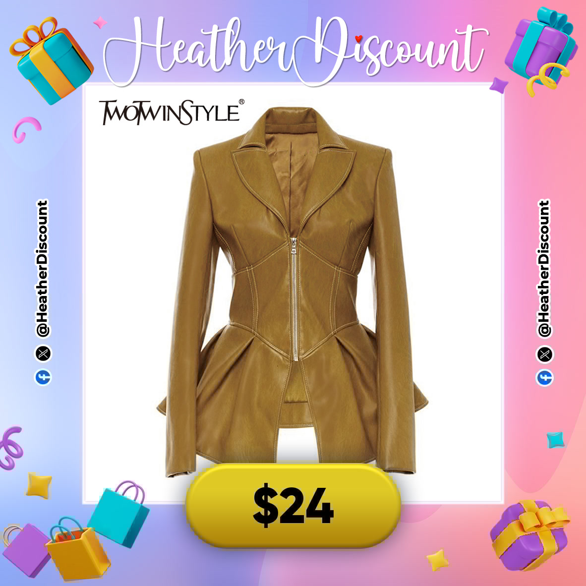 HeatherDiscount's tweet image. UNLEASH YOUR EDGE! 🏍️✨

🧥 TWOTWINSTYLE Biker Patchwork Irregular Jacket
💵 $24

🛒 s.click.aliexpress.com/e/_opYEfxB

#BikerFashion #PatchworkStyle #EdgyLook