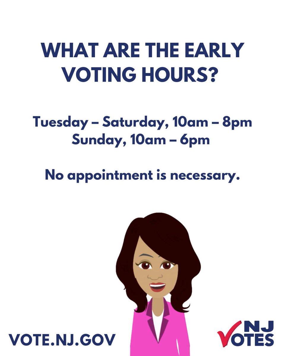 NJ_Votes's tweet image. Planning on voting early in the 2025 Primary Election? The in-person Early Voting Period is Tuesday, June 3 – Sunday, June 8. Everything you need to know about voting early is in this guide! Have more questions? Visit Vote.NJ.Gov. #NJVotes