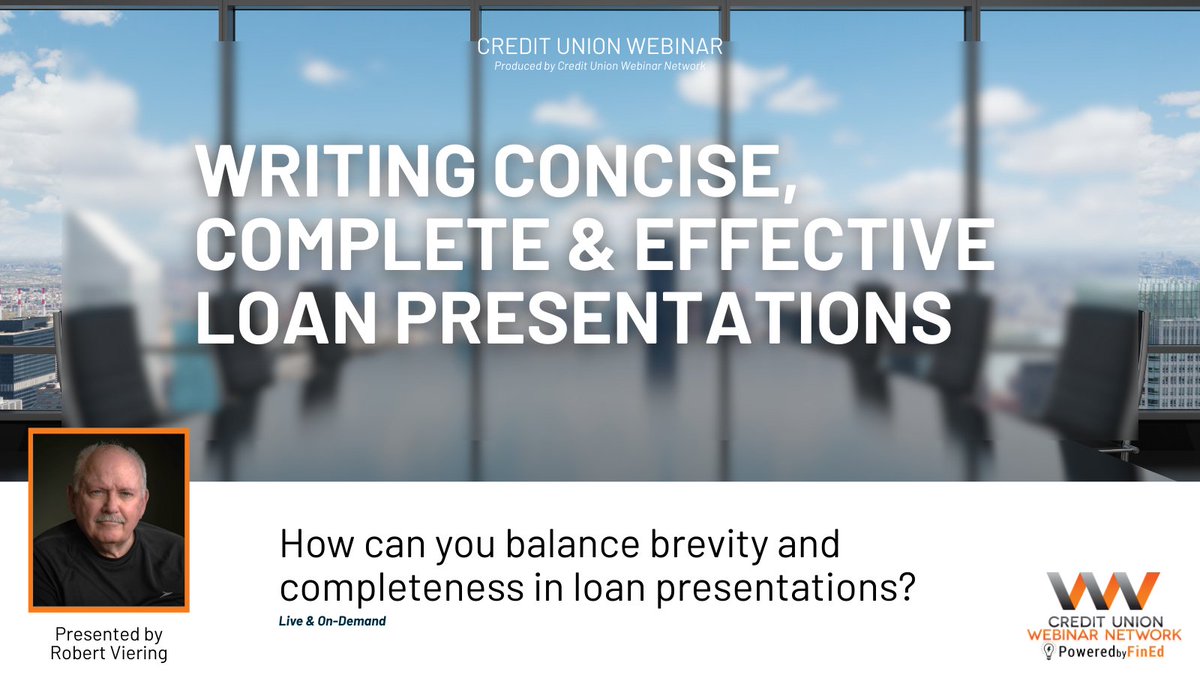 Build better loan presentations—clear, complete, and tailored by complexity.
This webinar will show you how to strengthen your underwriting and risk analysis.
Register: fin-ed.info/3EILo5G
#Lending #CRE #Banking #LoanUnderwriting #CreditRisk