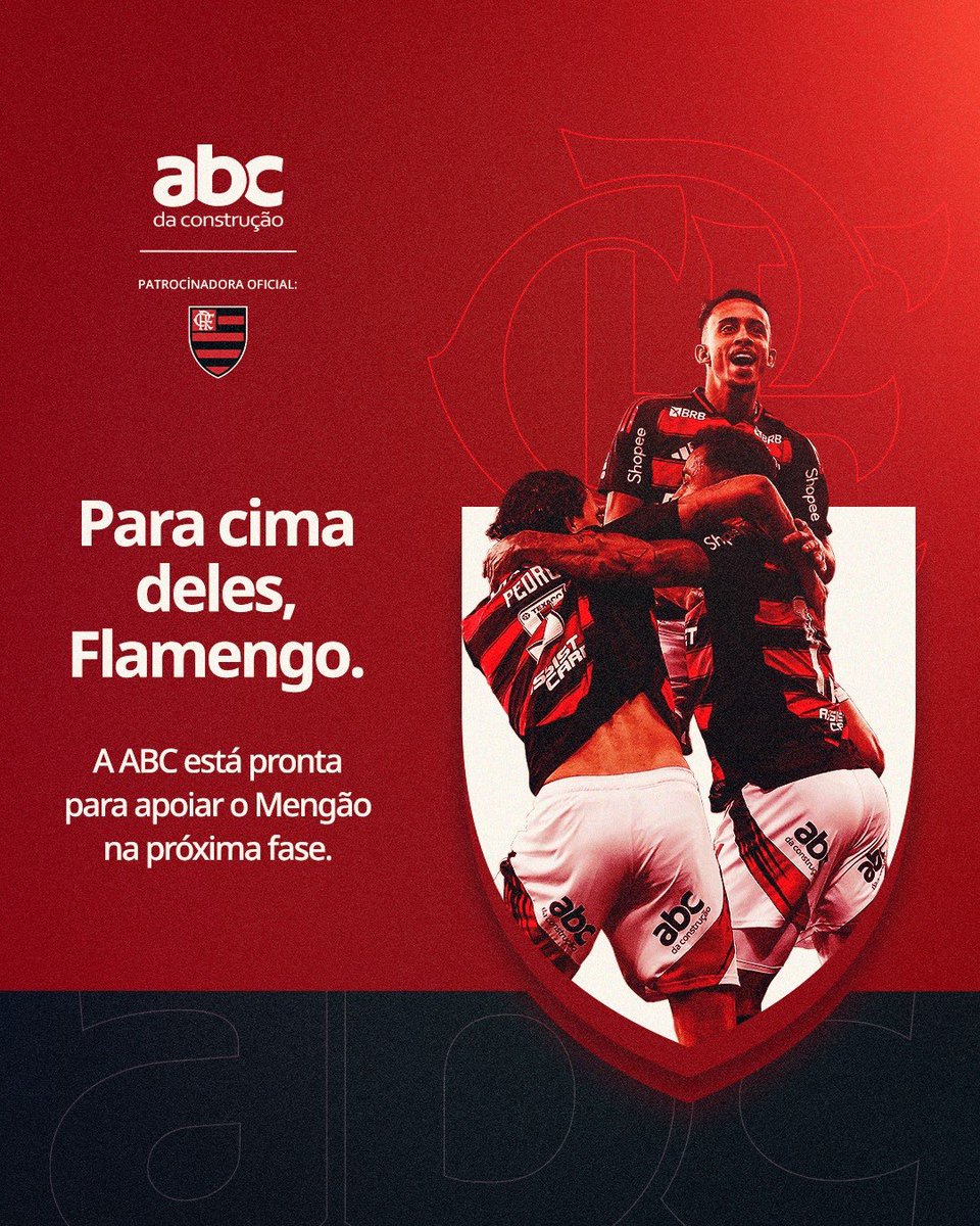 Flamengo's tweet photo. O Mengão está na próxima fase da Libertadores! E a ABC da Construção vai estar ao lado da Nação torcendo pelas vitórias.
Que venham as oitavas de final! ❤️🖤
#ad #ABCFla https://t.co/pXgbKfXP54