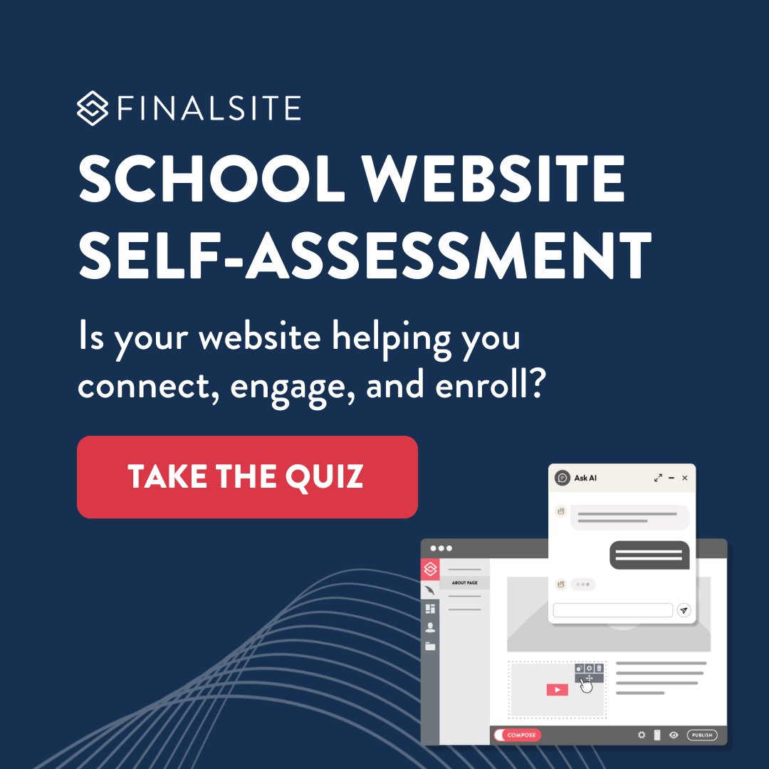 Take a quiz to spot what's working, what needs improvement, and tips to make it even better! Start Your Free Self-Assessment: finalsite.com/free-school-we…