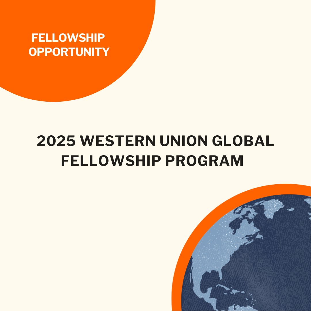 The 2025 Western Union Global Fellowship Program is now accepting applications!
 
This prestigious Fellowship supports changemakers with resources, mentorship and a global network, supporting impactful work that transforms the lives of people on the move.
 
Applicants are