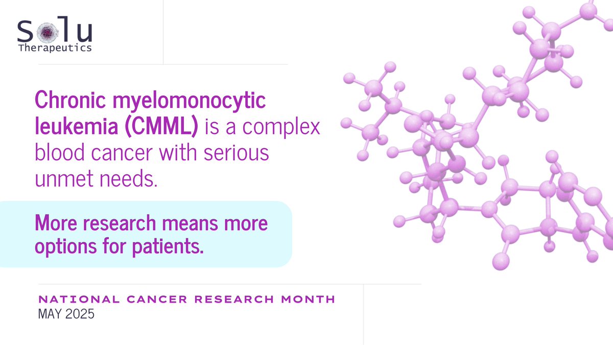 Solu Therapeutics (@solu_tx) on Twitter photo For #NationalCancerResearchMonth, we're highlighting #CMML—a complex blood cancer that affects the bone marrow and blood cells. At Solu, we're advancing research in CMML alongside groups like <a href="/LLSusa/">The Leukemia & Lymphoma Society</a> to improve options for patients. Learn more: lls.org For #NationalCancerResearchMonth, we're highlighting #CMML—a complex blood cancer that affects the bone marrow and blood cells. At Solu, we're advancing research in CMML alongside groups like <a href="/LLSusa/">The Leukemia & Lymphoma Society</a> to improve options for patients. Learn more: lls.org