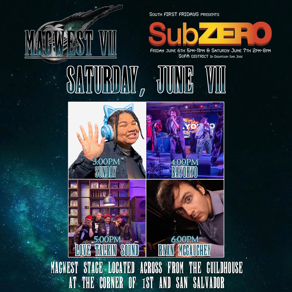 MAGWest | August 8th—10th, 2025 (@magwestofficial) on Twitter photo Our ✨fresh and fly😎 lineup for <a href="/subZEROfestival/">SubZERO festival</a> will surely blow you away!
Catch our talented artists performing on the MAGWest stage during SubZERO Festival, a two-day ❗️FREE❗️ arts, music and culture event in Downtown San Jose on June 6th and 7th! Our ✨fresh and fly😎 lineup for <a href="/subZEROfestival/">SubZERO festival</a> will surely blow you away!
Catch our talented artists performing on the MAGWest stage during SubZERO Festival, a two-day ❗️FREE❗️ arts, music and culture event in Downtown San Jose on June 6th and 7th!