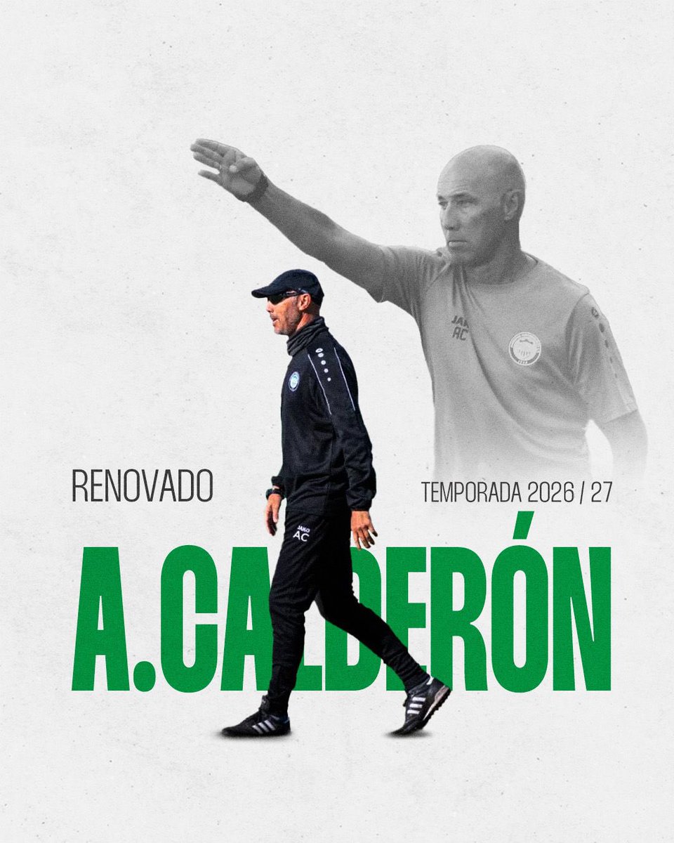 ✍️ 𝗢𝗙𝗜𝗖𝗜𝗔𝗟 | Antonio Calderón renueva como entrenador del Juventud Torremolinos hasta junio de 2027

ℹ️ Más información en jtorremolinoscf.com/comunicado-ofi…

🤝 ¡Sigamos haciendo historia juntos, míster! 💚🤍

#Calderón2027 #FutureIsHere