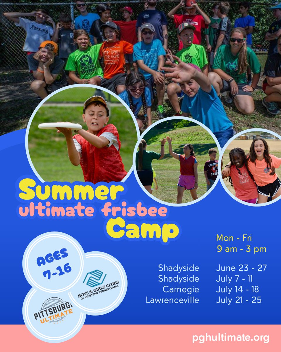 Are you a kid? Do you know a kid? Have you ever heard of a kid? 

Share the gift of SUMMER FUN with any kid ages 7-16!

pittsburgh-ultimate.org/camps