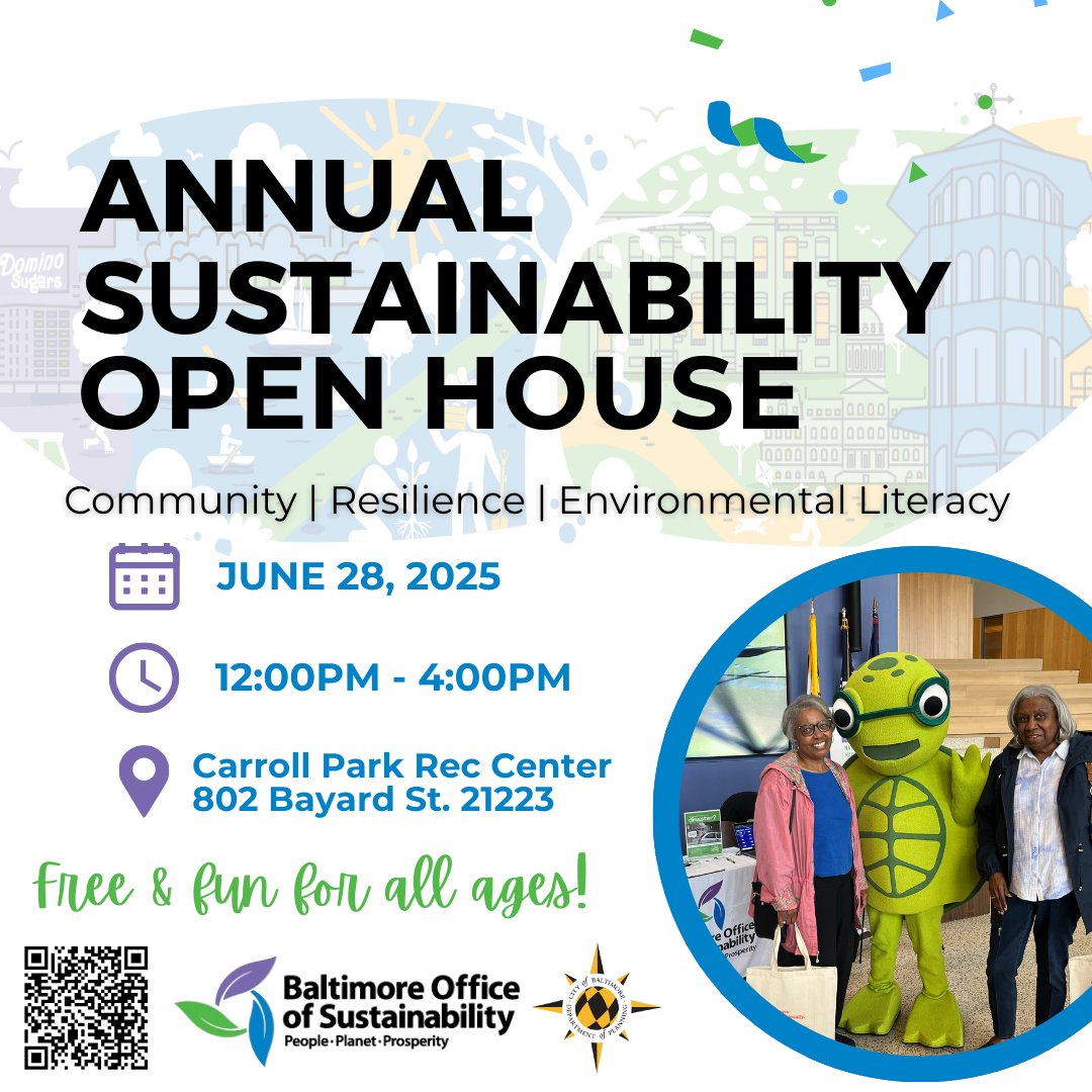 Join us for the Sustainability Open House!
🗓️ Sat, June 28 | ⏰ 12–4 PM
📍 Carroll Park Rec Center
Enjoy free games, food, and fun for all ages! Learn how to get involved in local climate action efforts.
📢 Bring the whole family!
Register: ow.ly/v4R050VWvB7