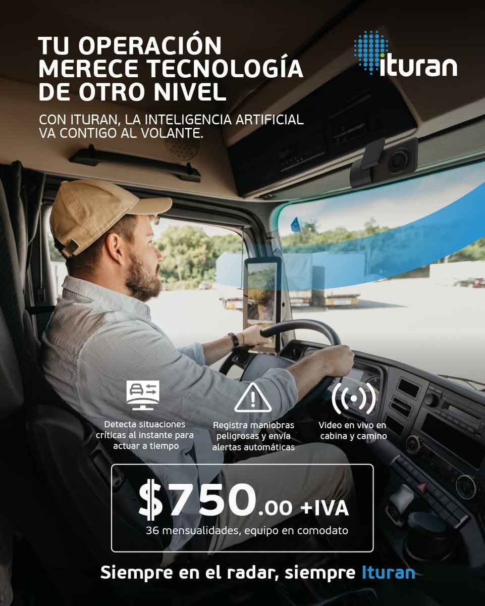 IturanMexico's tweet image. Con Ituran Drive Cam, tu flota piensa, prevé y actúa antes de que sea demasiado tarde.
🎥 Inteligencia artificial que detecta riesgos en tiempo real.
Más control, menos preocupaciones.

#DriveCam #Seguridad #SiempreEnElRadarSiempreIturan #RastreoSatelital #Gps