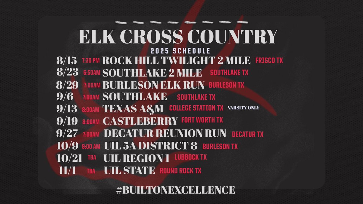 Burleson Cross Country (@burlesonhighxc) on Twitter photo 2025 Burleson Elk Cross Country Schedule #STRIDE #EveryStepWithPurpose
<a href="/BurlesonSports/">Burleson ISD Athletics</a> | <a href="/BurlesonISD/">BurlesonISD</a> 2025 Burleson Elk Cross Country Schedule #STRIDE #EveryStepWithPurpose
<a href="/BurlesonSports/">Burleson ISD Athletics</a> | <a href="/BurlesonISD/">BurlesonISD</a>