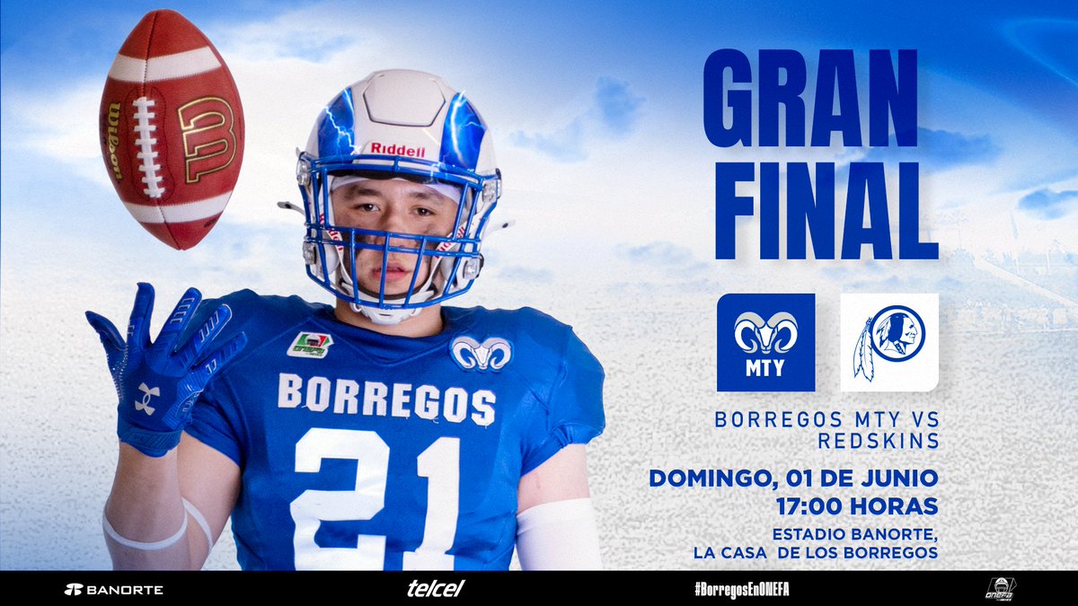 WE W4NT SOME MORE 🏆🏆🏆🏆

La GRAN FINAL de la Conferencia Jacinto Licea se juega en el #EstadioBanorte 🏟️ la casa de los Borregos.

#BorregosMty 🆚 #Redskins
🗓️ Domingo, 1 de junio
⏰ 17:00 hrs. (apertura de accesos 15:00 hrs.)
🎟️ ENTRADA LIBRE

#BorregosEnONEFA #ONEFA
