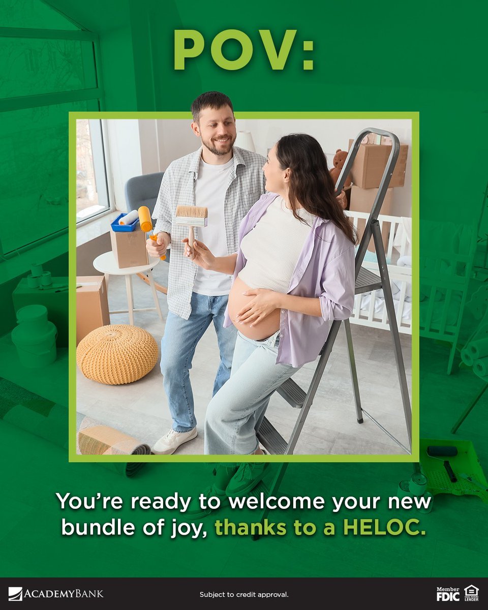 No matter what stage of life you're in, a HELOC can help! You can use a HELOC for...

🍼Building a nursery 
🍴Renovating the kitchen
💳Consolidating debt
✅and much more! 

See more here 👉ow.ly/qVVU50VZrl2

Member FDIC | Subject to Credit Approval 
#HELOC #Homeowner