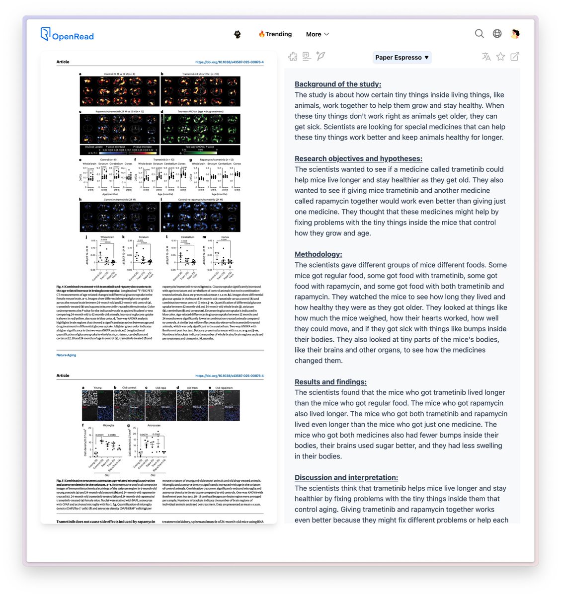 <a href="/kimmonismus/">Chubby♨️</a> Breakdown of the paper behind it:

Title: The geroprotectors trametinib and rapamycin combine additively to extend mouse healthspan and lifespan

The study is about how certain tiny things inside living things, like animals, work together to help them grow and stay healthy. When